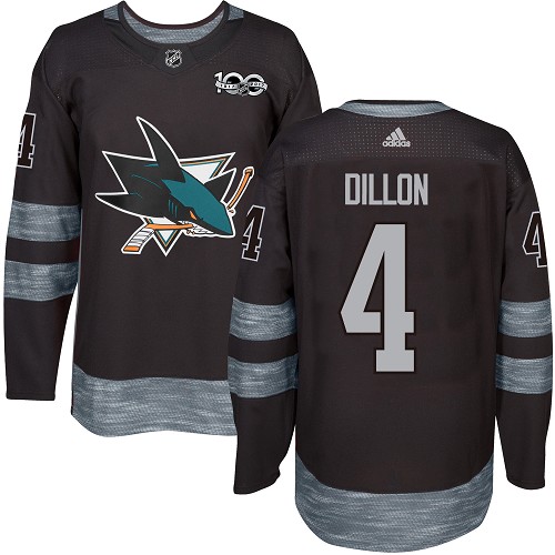 Adidas Sharks #4 Brenden Dillon Black 1917-100th Anniversary Stitched NHL Jersey - Click Image to Close